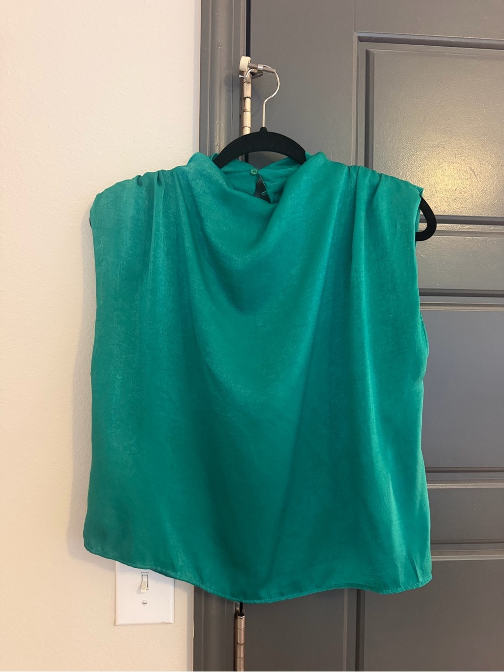 Zara Teal Sleeveless Cowl Neck Blouse
